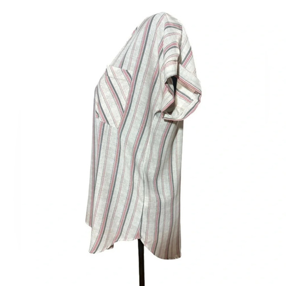 Flamingo Short Sleeve Striped Crew Neck Tunic Top Size Small - Picture 4 of 5